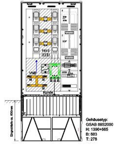 Wandlermessung EWE 250A Volleinsp. mit NA-Schutz bis 135kVA inkl. Sockel