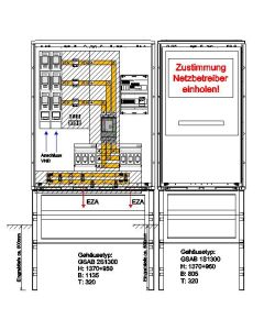 Wandlermessung EWE 630A Volleinsp. mit NA-Schutz bis 300kVA inkl. Sockel