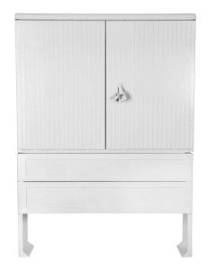 Standardised empty cabinet with PVC installation panel, dual swing handle, H 1100 x W 1445 x D 320