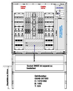 Verteilerschrank für Emobility H:1370 x B:1465 x T:320mm für 12x22KW Abgänge