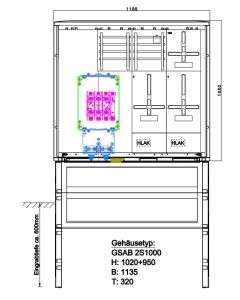 Zähleranschlusssäule SH-Netz (2 Zähler / TSG) mit HAK Gr.2 Normschr.Gr.2 m.Sockel*