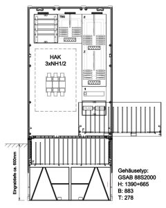 Zähleranschlusssäule SH-Netz (2 Zähler / TSG) mit HAK Gr.2  mit Sockel