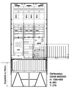 Zähleranschlusssäule Syna 4 Zähler für elektronischen Haushaltzähler mit BKE-I