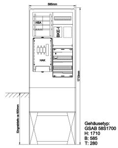 Zähleranschlusssäule e-netz Südhessen 1EHZ-Zählerplatz + 1xReserveplatz EHZ mit Ausbaumöglichkeit
