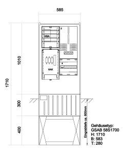 Zähleranschlusssäule e-netz Südhessen 1Zähler ohne TSG mit Ausbaumöglichkeit