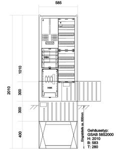 Zähleranschlusssäule e-netz Südhessen 1Zähler  mit Verteiler 6x13TE