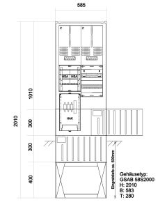 Zähleranschlusssäule e-netz Südhessen (2Zähler/ohne TSG) mit Verteiler 2x13 TE