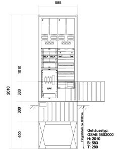 Zähleranschlusssäule e-netz Südhessen (2Zähler/ohne TSG) mit Verteiler 4x13 TE