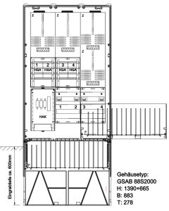 Zähleranschlusssäule e-netz Südhessen 4 Zählerplätze ohne TSG, HAK