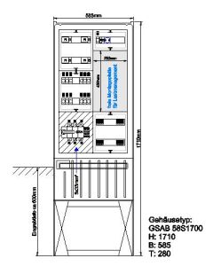 Verteilersäule für Emobility H:1710 x B:585 x T:280mm für 4x11KW Abgänge 