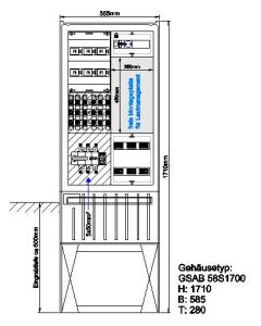 Verteilersäule für Emobility H:1710 x B:585 x T:280mm für 6x11KW Abgänge 