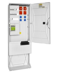 Festplatzverteiler mit Sockel HxBxT:1710x585x280 mit 2xCEE32,2xCEE16,4xSchuko inkl. FP-Einführung