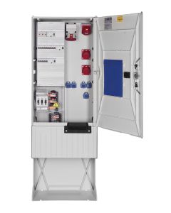 Festplatzverteiler mit Sockel HxBxT:1710x585x280 mit CEE63,CEE32,2xCEE16,5xSchuko inkl. FP-Einf.