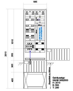 Verteilersäule für Emobility H:2010 x B:585 x T:280mm für 4x11KW Abgänge 