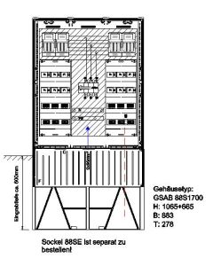 Verteilersäule für Emobility H:1065 x B:883 x T:278mm für 12x22KW Abgänge ohne Monpla