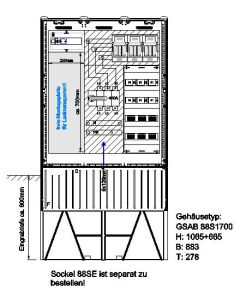 Verteilersäule für Emobility H:1065 x B:883 x T:278mm für 6x22KW Abgänge 