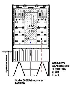 Verteilersäule für Emobility H:1065 x B:883 x T:278mm für 8x11KW Abgänge ohne Monpla