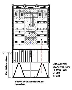 Verteilersäule für Emobility H:1065 x B:883 x T:278mm für 8x22KW Abgänge ohne Monpla