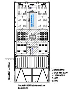 Verteilersäule für Emobility H:1390 x B:883 x T:278mm für 10x11KW Abgänge 