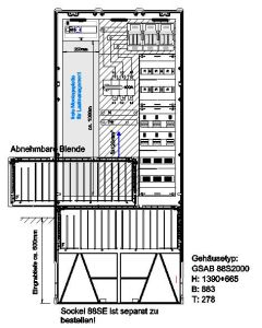 Verteilersäule für Emobility H:1390 x B:883 x T:278mm für 6x22KW Abgänge 