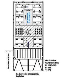 Verteilersäule für Emobility H:1390 x B:883 x T:278mm für 8x11KW Abgänge 