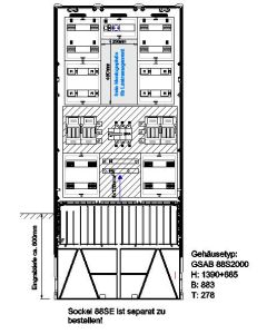 Verteilersäule für Emobility H:1390 x B:883 x T:278mm für 8x22KW Abgänge 