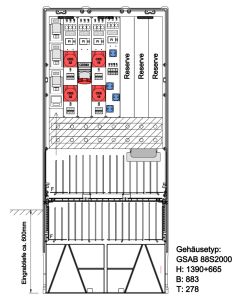 Festplatzverteiler HxBxT:1390x883x280 mit SS 400A, 5-pol,LSL2-Sys-63+2x32+2x16+4xSchuko inkl. FP-Ein